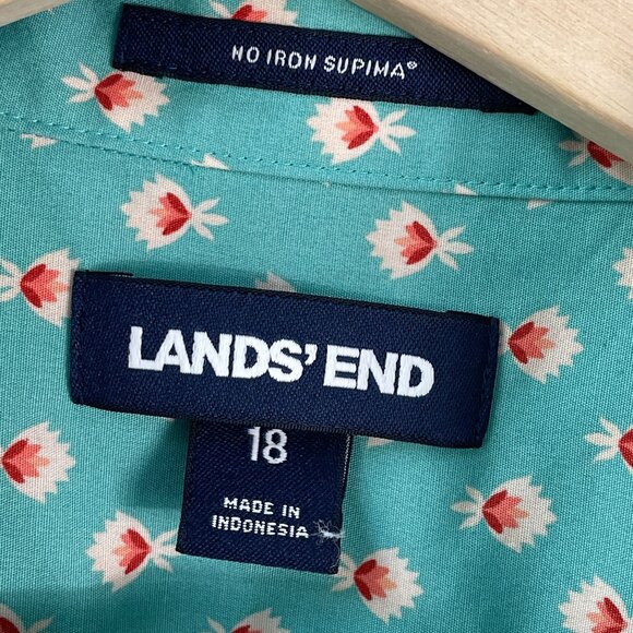 Lands End Womens 18 No Iron Supima Cotton Shirt Button Up Long Sleeve Blouse - Picture 3 of 9